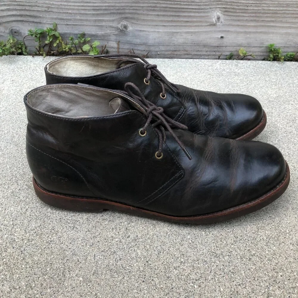 UGG AUSTRALIA Westly Boots 12 Men's Leather Lace Up Shoes 1002388 Brown